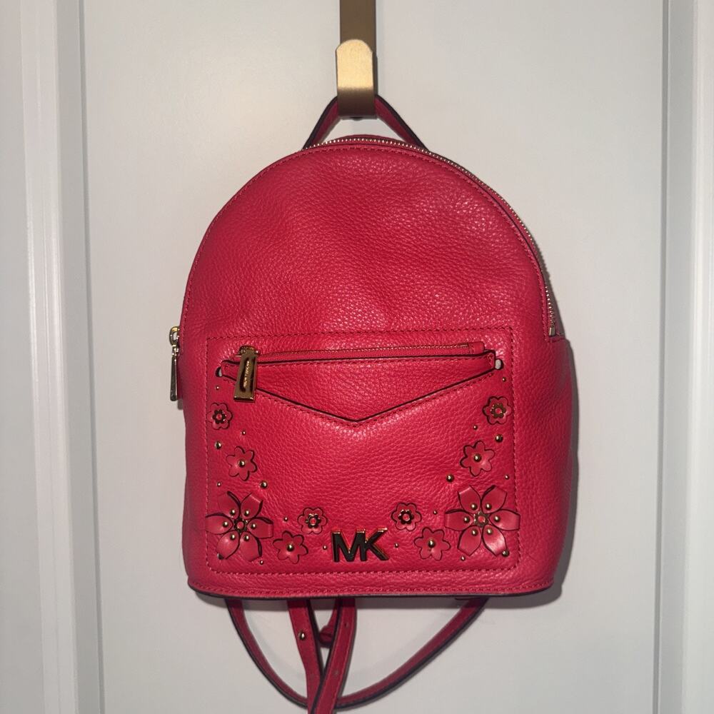 Michael Kors Jess’s Small Floral Pebbled Leather Pink Floral Backpack
